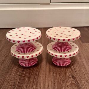 Pink and White Heart Patterned Cupcake Stands Valentines Day Grace Porcelain